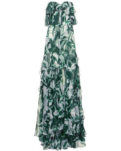 Costarellos Galiya Printed Silk Blend Chiffon Dress - Green
