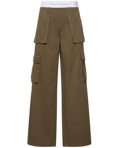 Alexander Wang Mid Rise Cargo Cotton Trousers - Natural