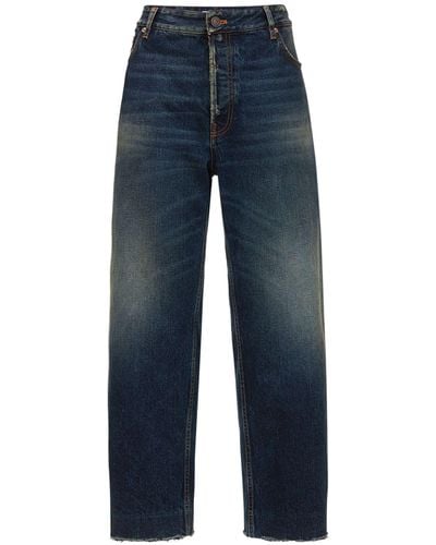 Balenciaga Cropped Cotton Denim Jeans - Blue