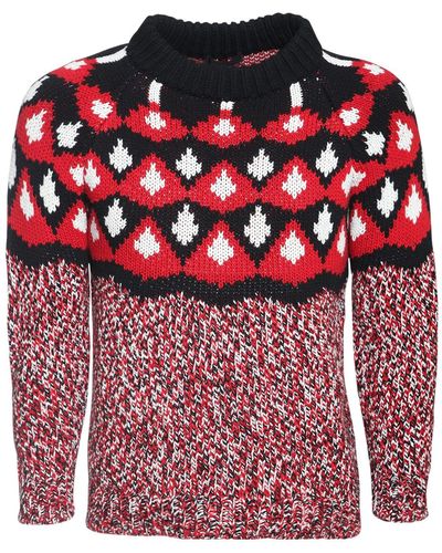 Prada Jacquard Wool & Cashmere Knit Sweater - Red