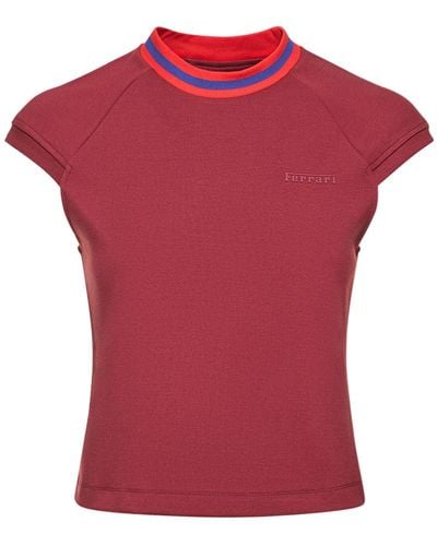 Ferrari T-shirt in viscosa con logo - Rosso