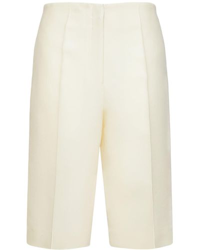 The Row Flash Wool & Silk Twill Shorts - White