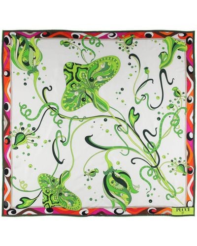 Emilio Pucci Printed Silk Twill Scarf - Green