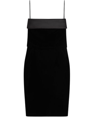 Saint Laurent Viscose Blend Strapless Midi Dress - Black
