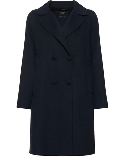 Weekend by Maxmara Rivetto Double Breasted Wool Blend Coat - Blue