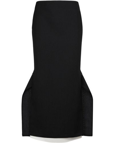 The Row Patillon asymmetric wool midi skirt - Negro