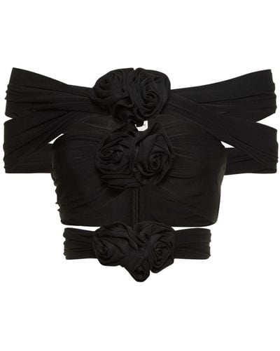 Magda Butrym Strappy Jersey Flower Top - Black