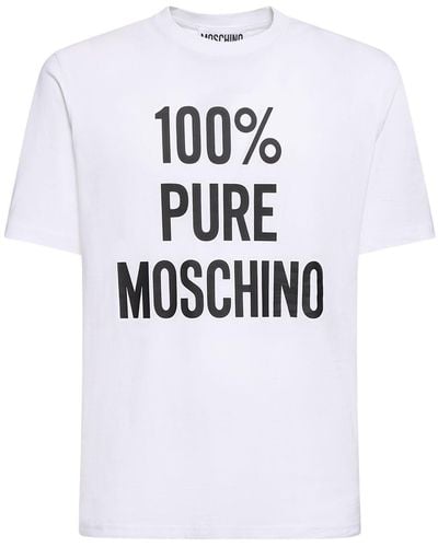 Moschino T-shirt Aus Baumwolle "100% Pure " - Weiß
