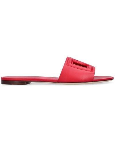 Dolce & Gabbana Dg Logo Leather Sandal - Red