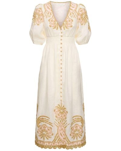 Zimmermann Waverly Linen Embroidered Long Dress - Natural