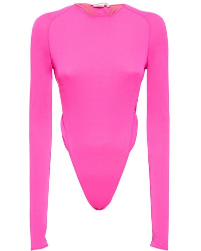 ALESSANDRO VIGILANTE Jersey Crewneck Crisscross Bodysuit - Pink