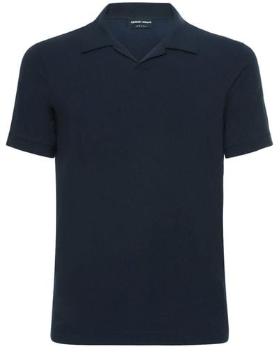 Giorgio Armani Short Sleeve Polo Shirt - Blue