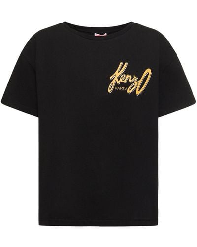 KENZO Graphic Relaxed Cotton T-Shirt - Black