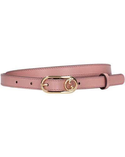 Gucci 15mm Breiter Ledergürtel "round Interlocking G" - Pink