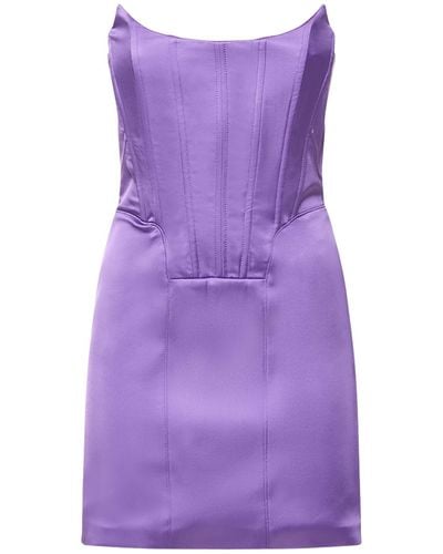 GIUSEPPE DI MORABITO Stretch Satin Mini Bustier Dress - Purple