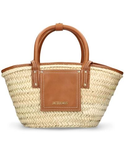 Jacquemus Le Petit Panier Soli Raffia Leather Bag - Brown