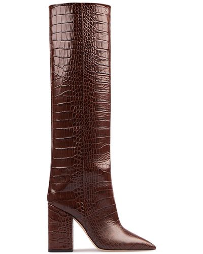 Paris Texas 100Mm Anja Croco Print Leather Tall Boot - Brown
