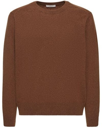 Lemaire Wide Neck Wool Blend Knit Sweater - Brown