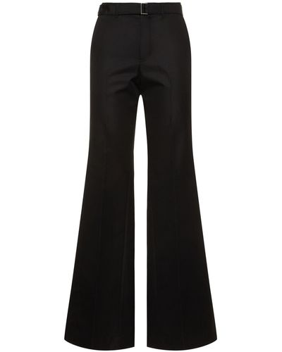 Sacai Cotton Blend Gabardine Wide Pants W/belt - Black