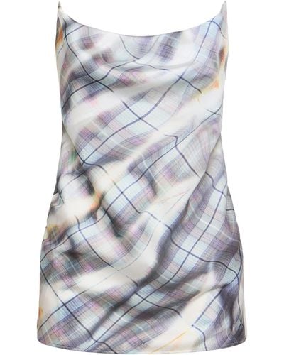 Y. Project Satin Invisible Straps Draped Top - Grey