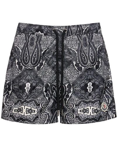 Moncler Bandana Printed Swim Shorts - Grey