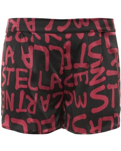 Stella McCartney Graffiti Silk Blend Pajama Shorts - Red