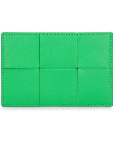 Bottega Veneta Cassette Leather Credit Card Case - Green