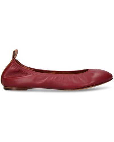 Lanvin 5Mm Leather Ballerina Flats - Red