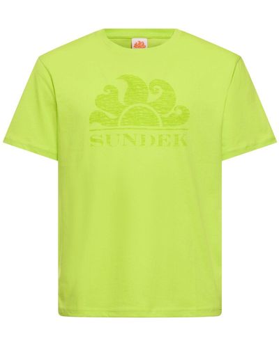 Sundek Logo Print Cotton Jersey T-shirt - Green