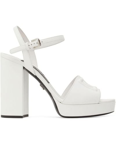 Dolce & Gabbana 85mm Hohe Sandaletten Aus Leder "keira" - Weiß
