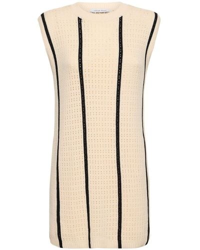 Anine Bing Lanie Striped Cotton Blend Mini Dress - Natural