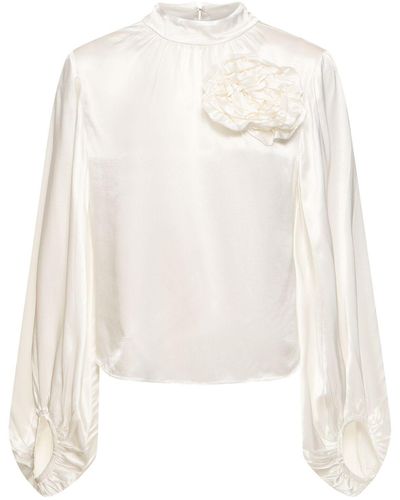 Designers Remix Camisa de viscosa con flor - Blanco