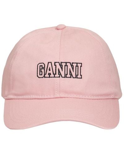 Ganni Kappe Aus Bio-baumwolle Mit Logo - Pink