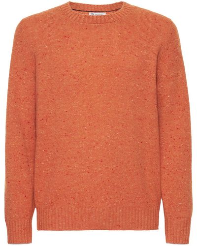 Brunello Cucinelli Wool Blend Knit Sweater - Orange