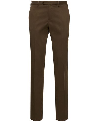 PT Torino Classic Cotton Blend Straight Trousers - Brown