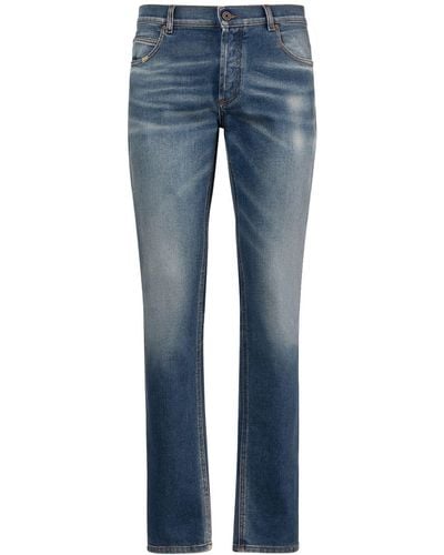 Balmain Enge Jeans Aus Stretch-baumwolldenim - Blau