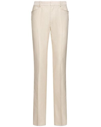 Tom Ford Atticus Silk & Cotton Cannete Pants - Natural