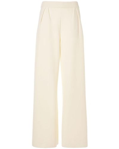 Max Mara Pantalones anchos de lana con cintura alta - Blanco