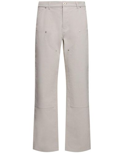Ferragamo Cotton Blend Straight Pants - Gray