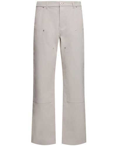 Ferragamo Cotton Blend Straight Trousers - Grey