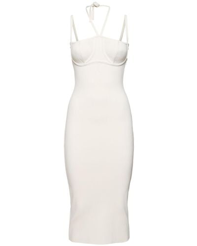 ANDREADAMO Stretch Knit Viscose Midi Dress - White