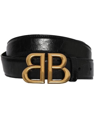 Balenciaga 30Mm Monaco Leather Belt - Black