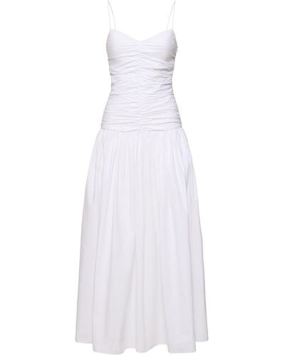 Matteau Gathered Cotton Long Dress - White