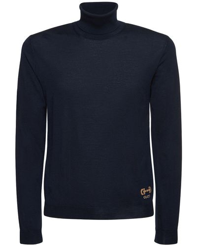 Gucci Wool Knit Turtleneck Jumper - Blue