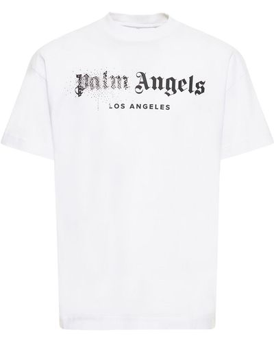 Palm Angels Camiseta con logo y detalles de strass - Blanco