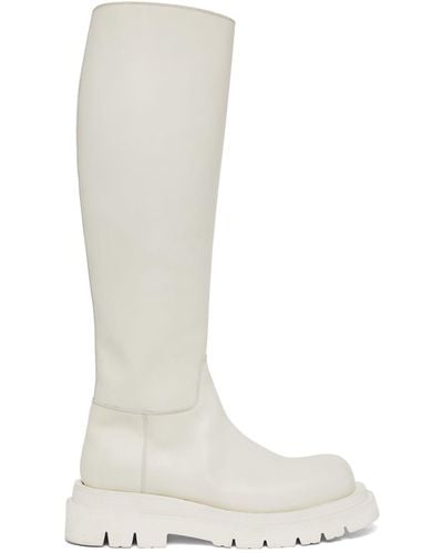 Bottega Veneta 40Mm Lug Leather Tall Boots - White