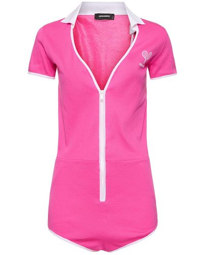 DSquared² Jersey Cotton Zip Bodysuit - Pink