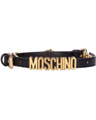 Moschino 2Cm Leather & Chain Belt - White