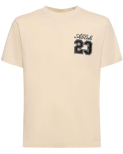 Off-White c/o Virgil Abloh 23 Logo Slim Cotton T-Shirt - Natural