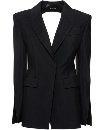 Mugler Veste en laine et viscose fluide épaisse - Noir